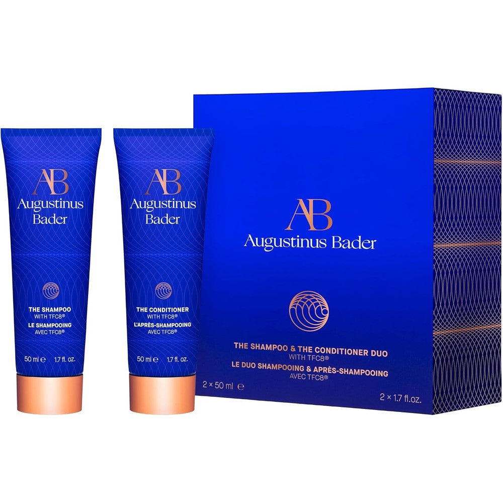 Augustinus Bader Shampoo and Conditioner Duo travel set front view for premium hair care.
