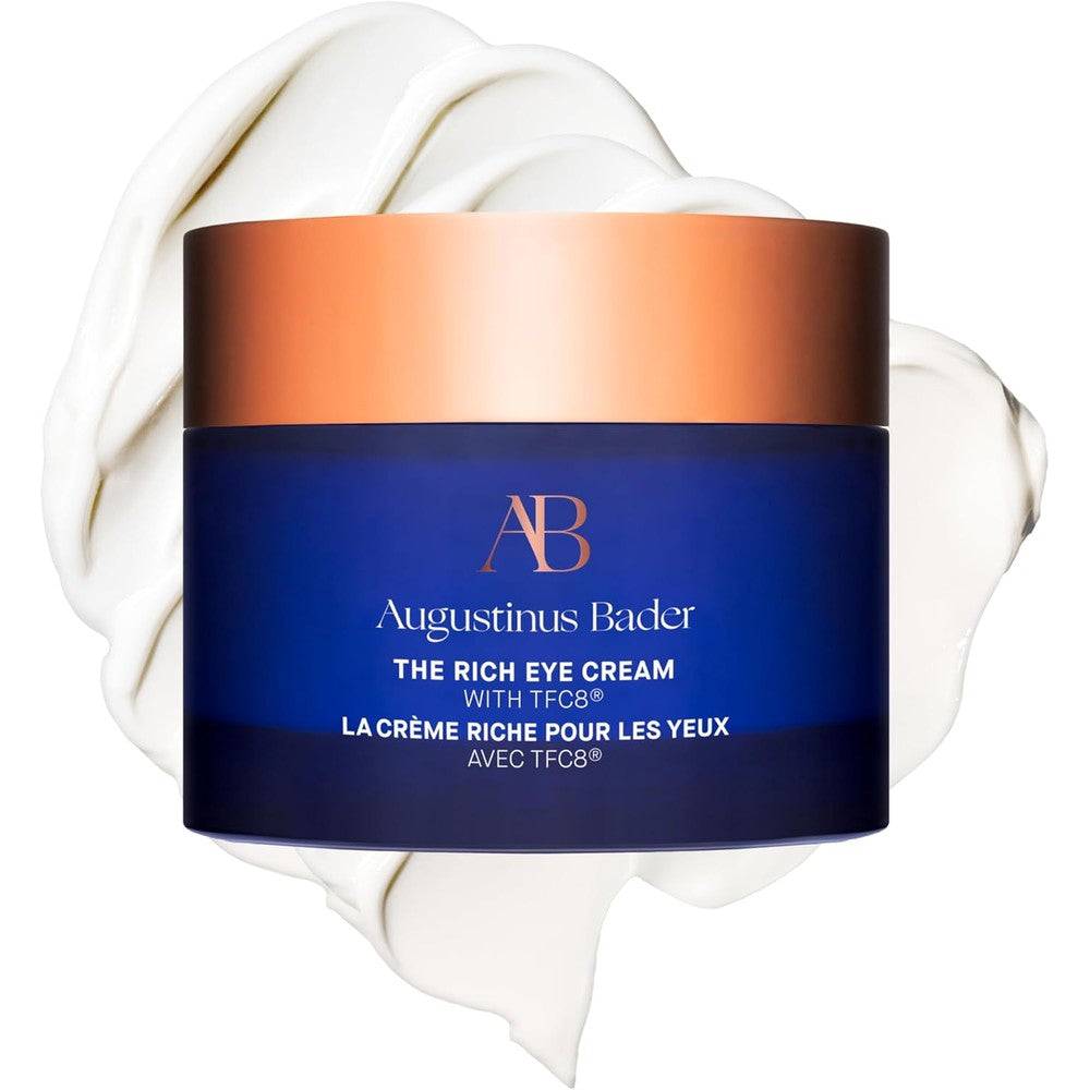 Augustinus Bader The Rich Eye Cream front view of luxury blue jar.