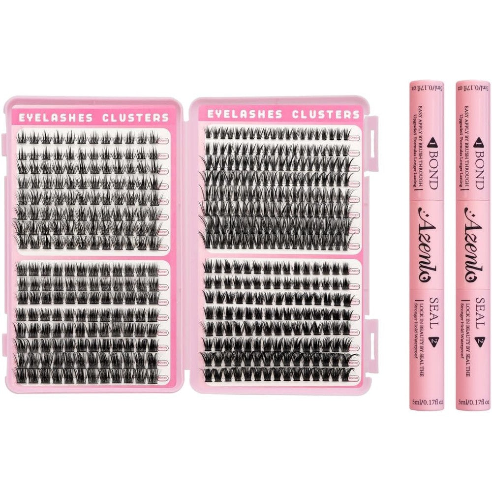 FADLASH DIY Lash Extension Kit front view showing mixed lash trays and glue tubes.