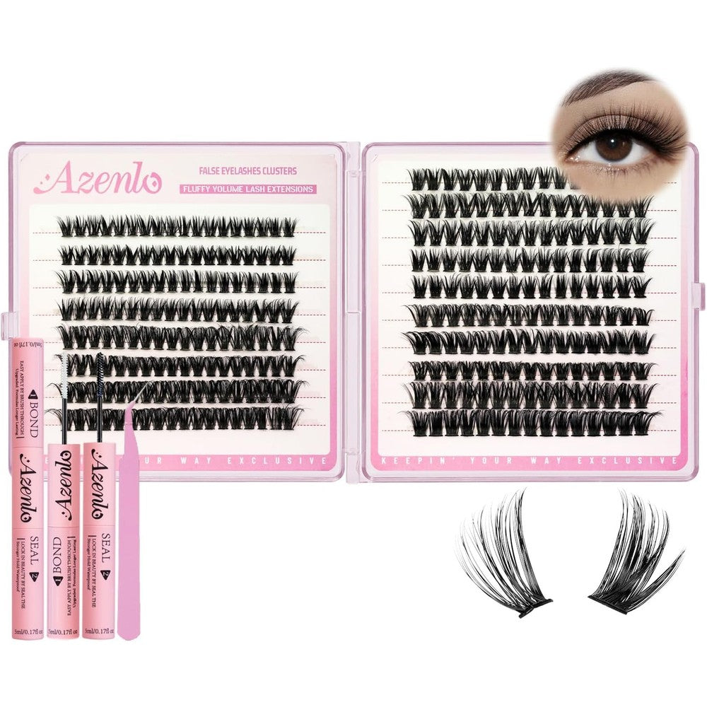 XIUSUZAKI Lash Extension Kit 60D 80D clusters tray front view for DIY volume.