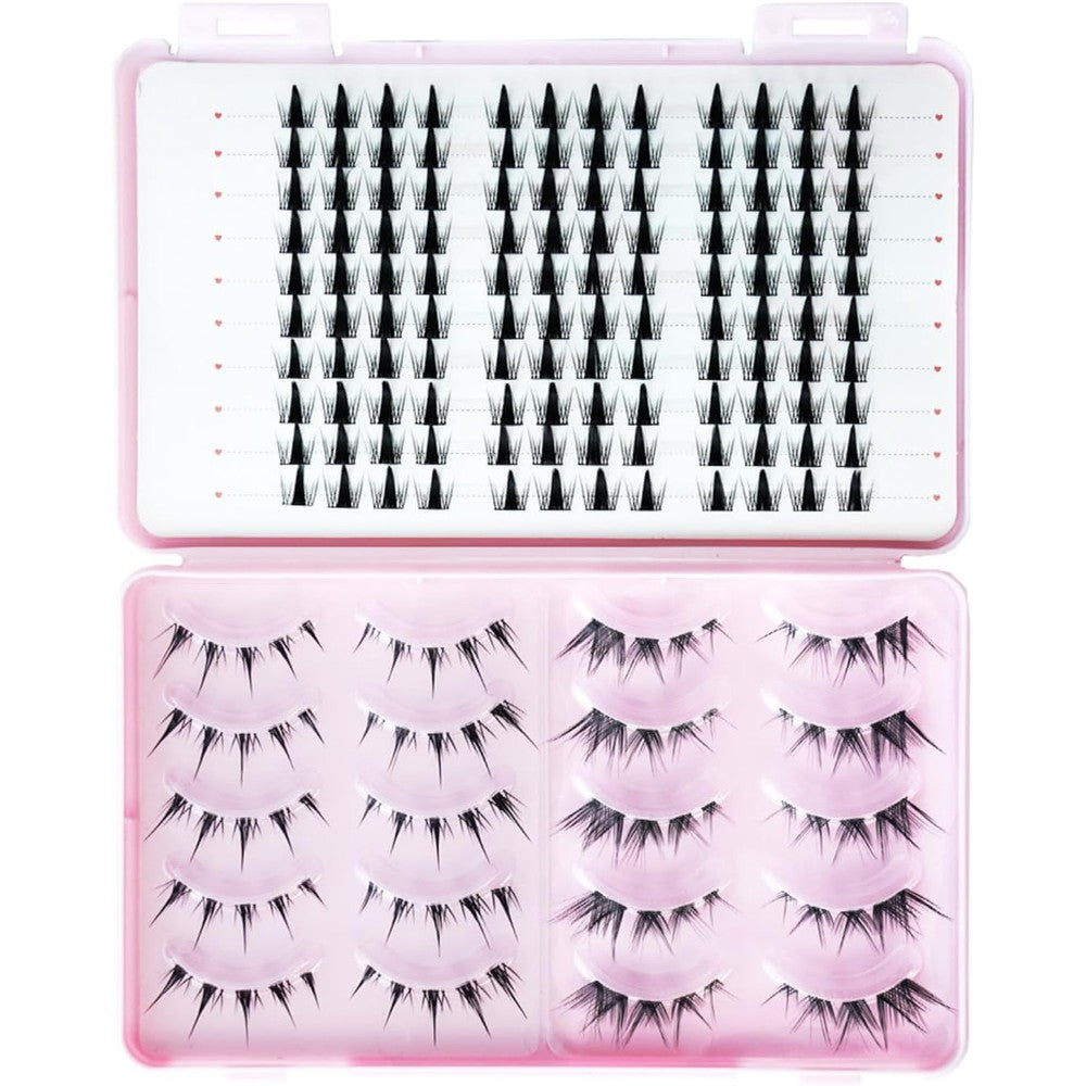 Azenlo Manga Lash Clusters Style 020 front view showing wispy D curl fibers.