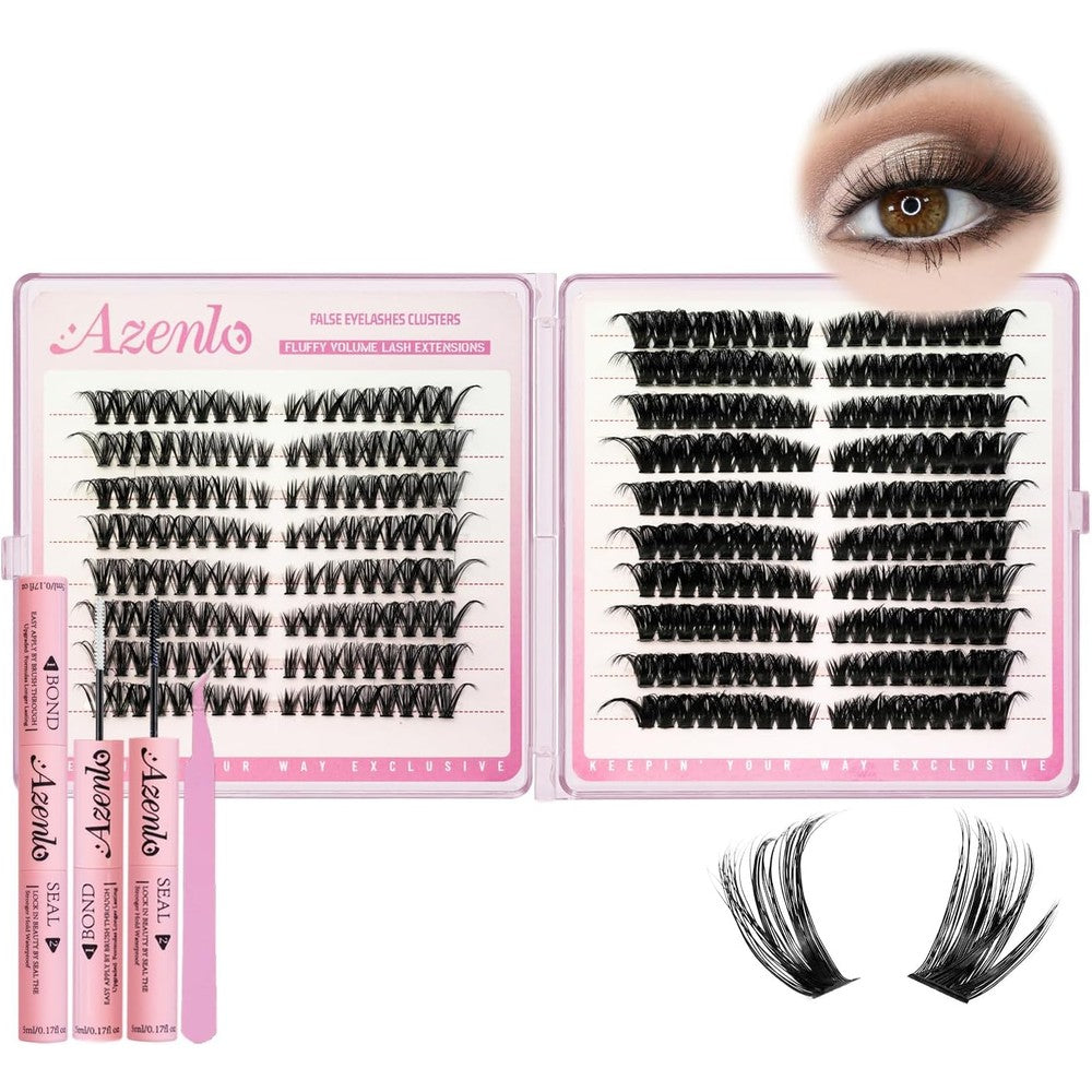 FADLASH DIY Fluffy Lash Extension Kit front view containing 40D and 80D clusters