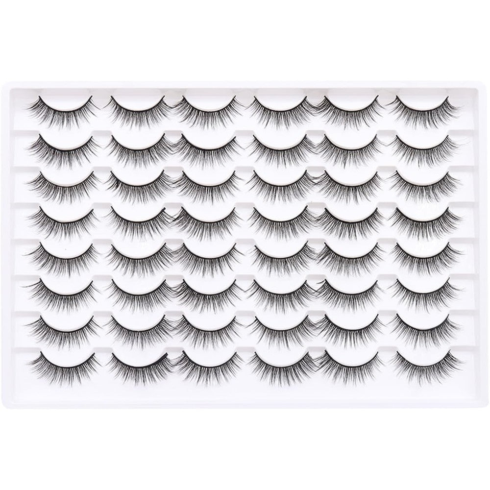INSTANT False Eyelashes 20 Pairs pack front view faux mink fiber.
