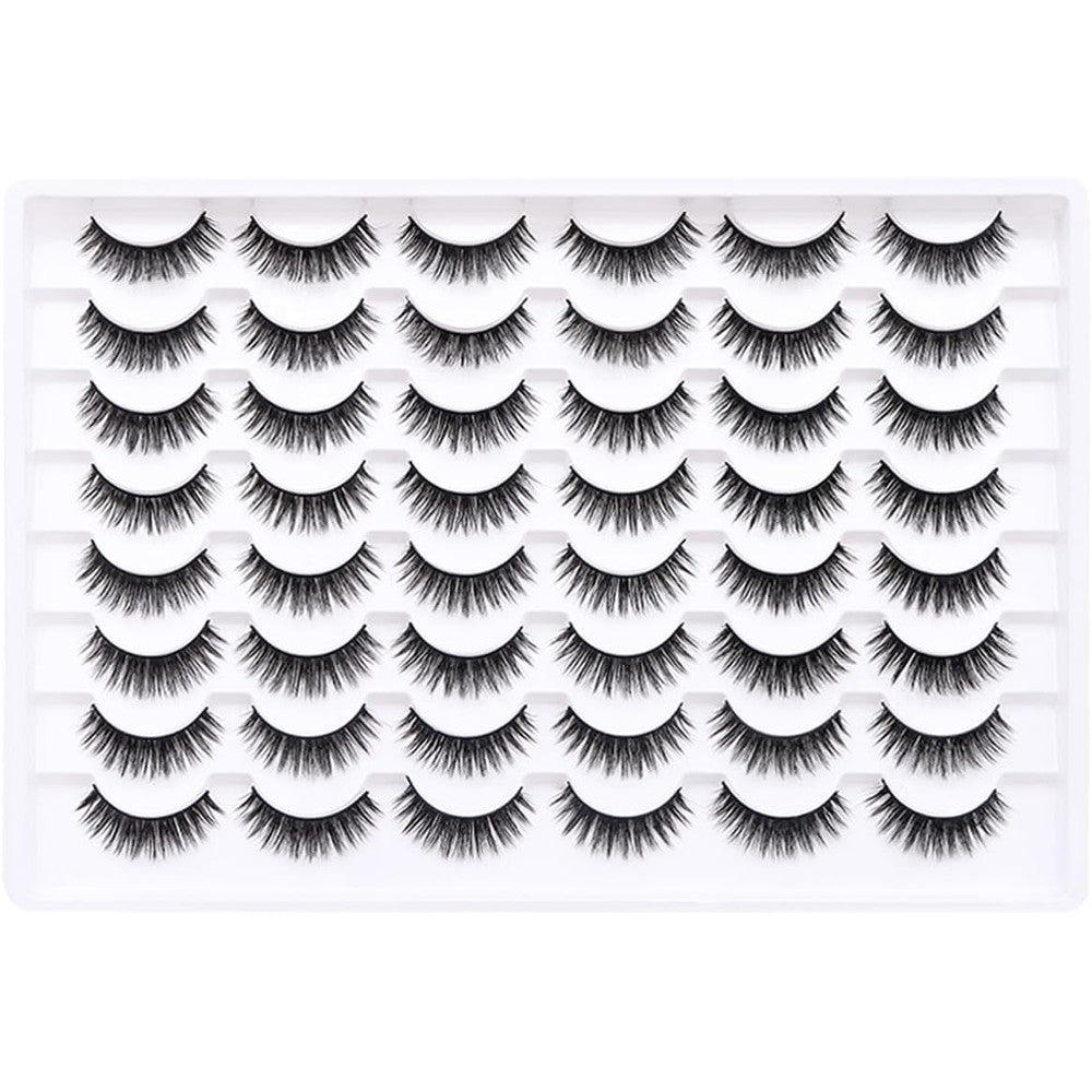 Azenlo 24 Pairs Faux Mink False Eyelashes & 14mm Wispy 3D Fluffy Cat Eye Lashes