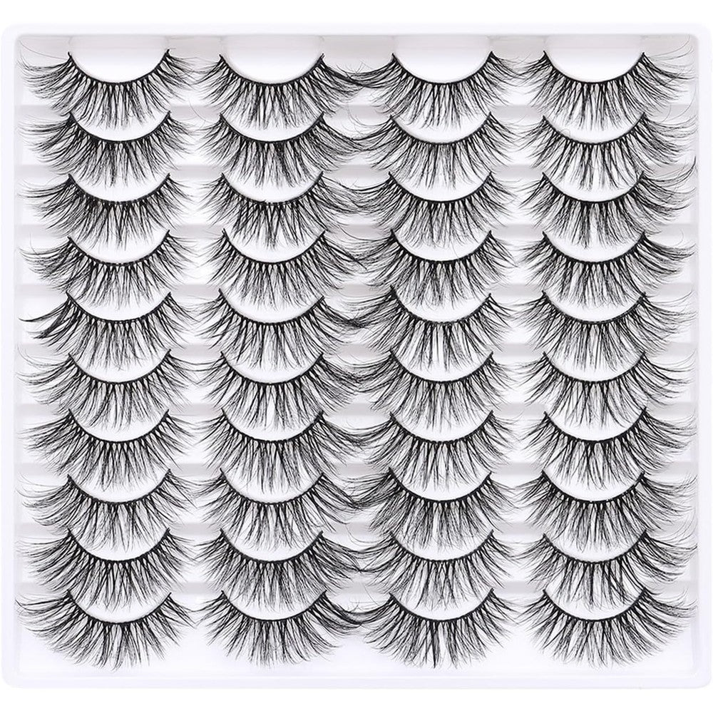 Azenlo False Eyelashes 20 Pairs pack front view wispy faux mink