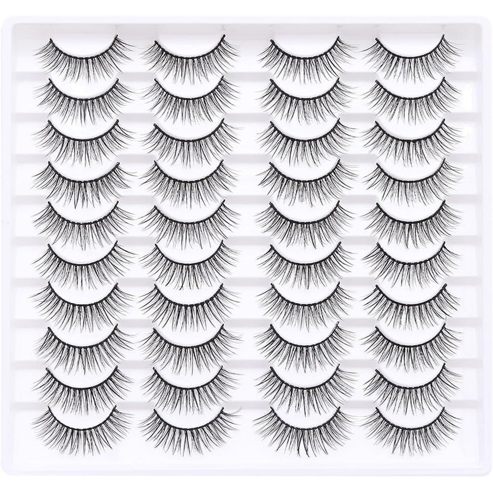 Azenlo 20 Pairs Wispy Lashes 14mm front view faux mink multipack