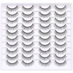 Azenlo 3D Fluffy Cat Eye Faux Mink Wispy Strip Lashes 14mm, 20 Pairs, 063