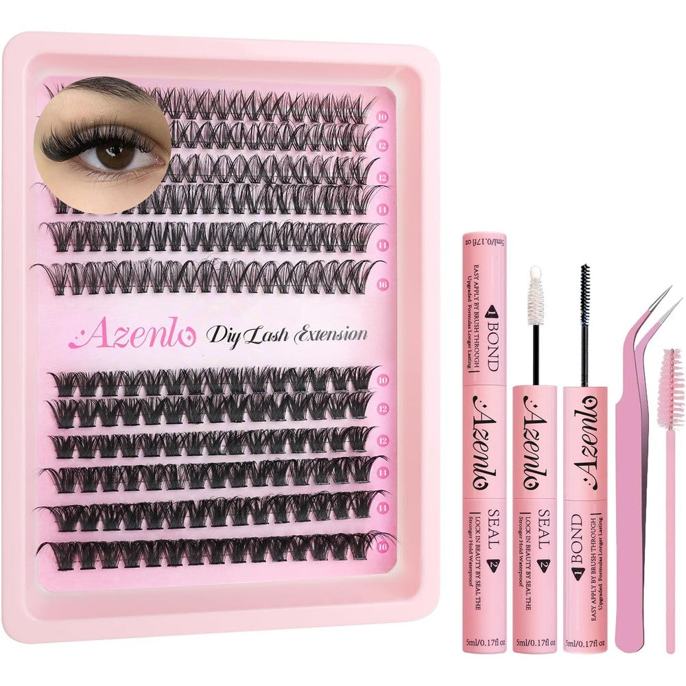 Azenlo 240 Piece DIY Lash Extensions Cluster Kit & 30D 80D Mix Individual Lashes