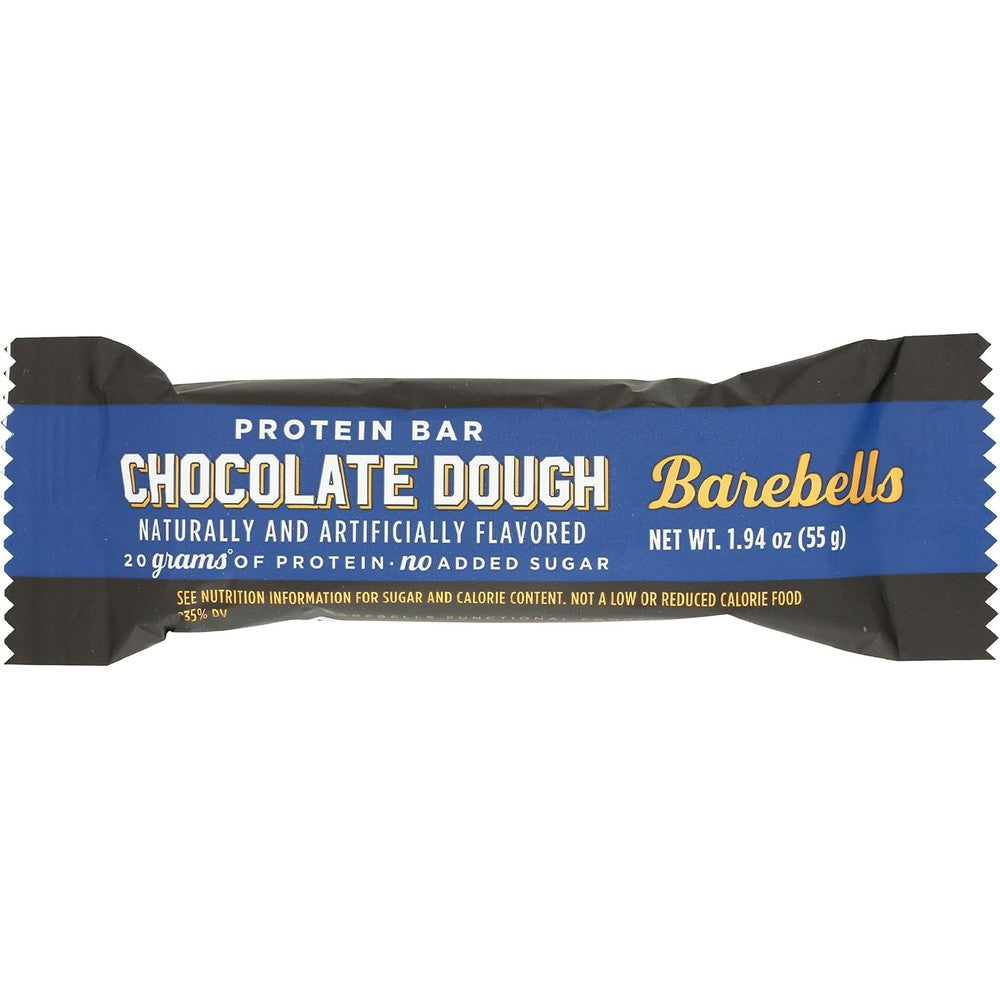 Barebells Chocolate Dough Protein Bar front view authentic imported high protein snack box
