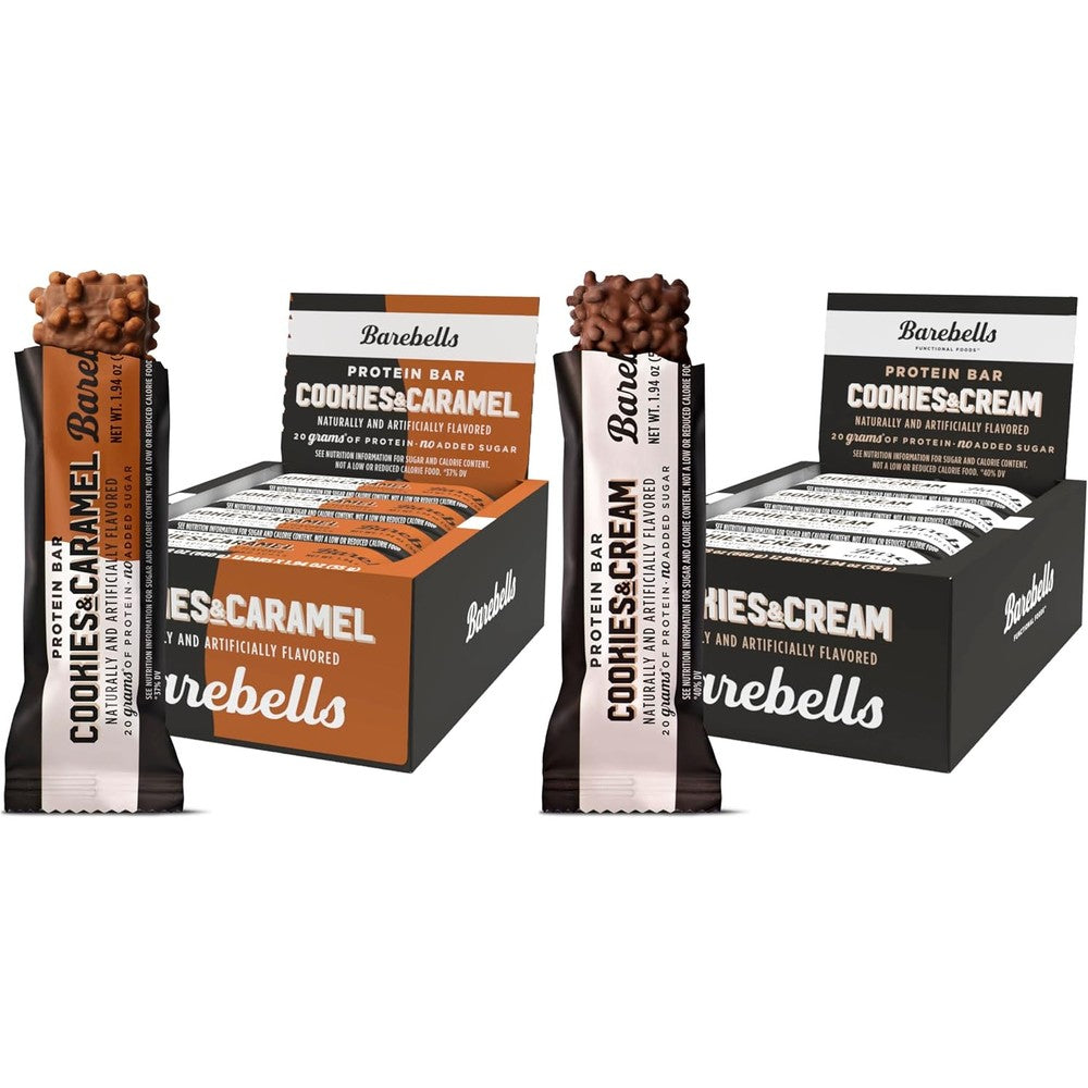 Barebells Functional Foods Cookies and Cream and Caramel protein bar variety bundle front view
