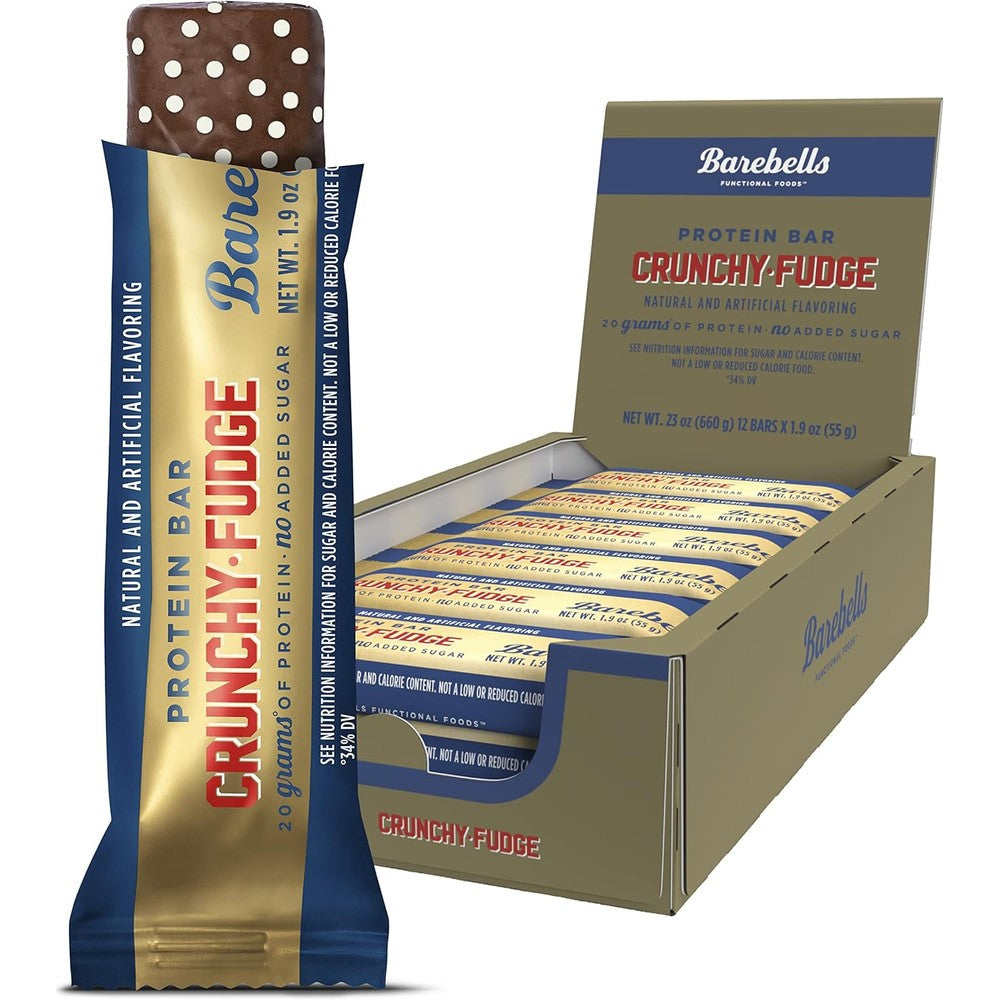 Barebells Protein Bars Crunchy Fudge 12 Count box front view