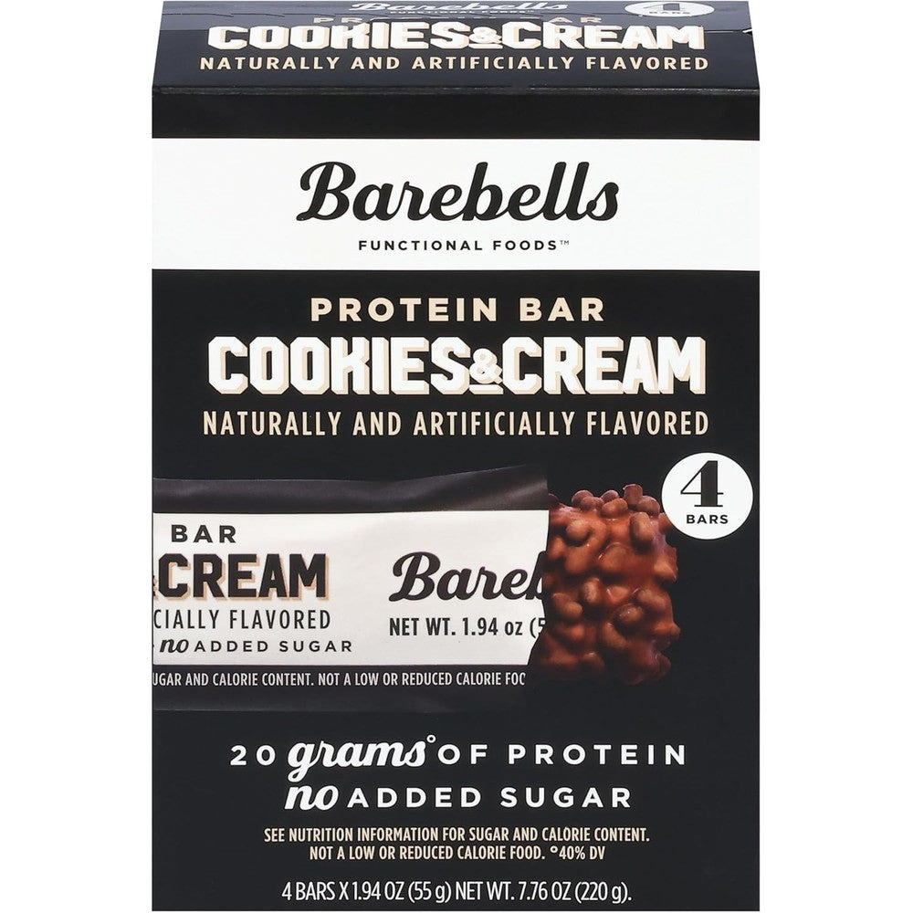 Barebells Protein Bar Cookies and Cream 4 Pack front view authentic imported fitness snack