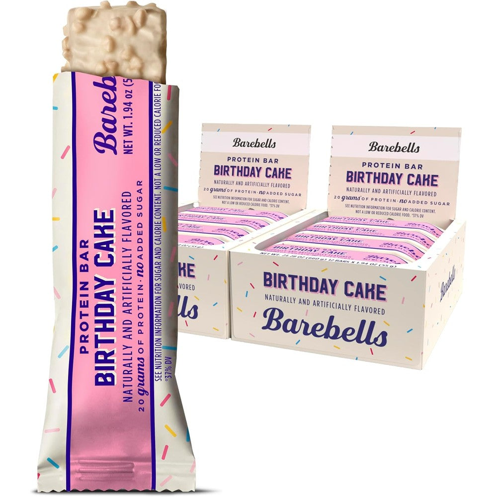 Barebells Protein Bars Birthday Cake front view showing packaging