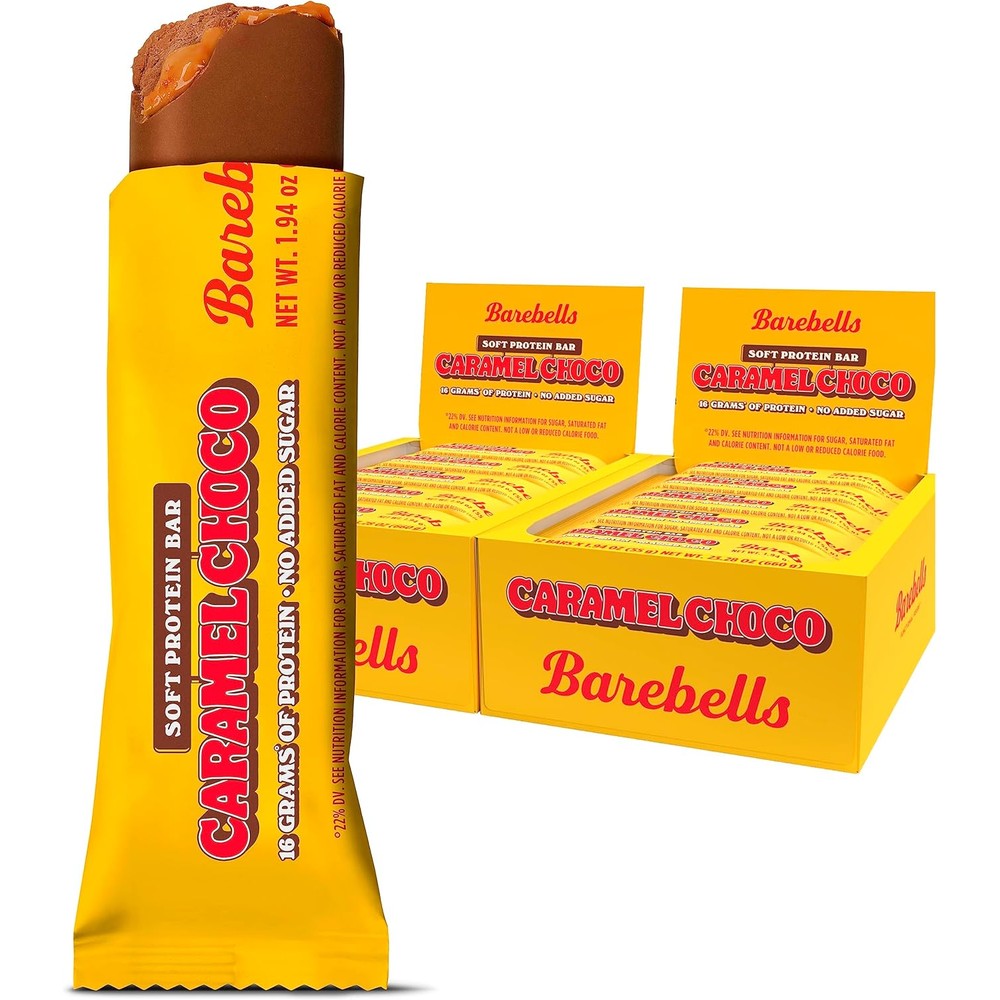 Barebells Soft Protein Bars Caramel Choco pack of twenty four front view