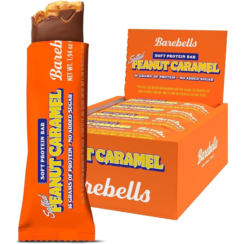 Barebells Soft Protein Bars Salted Peanut Caramel pack of twelve front view online purchase India