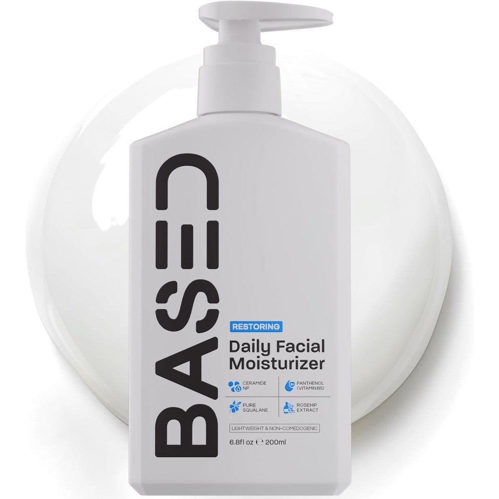 BASED BODYWORKS Men's Daily Face Moisturizer front view bottle with pump
