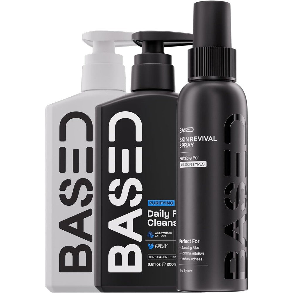 BASED Bodyworks Skincare Trio front view showcasing the complete three piece kit