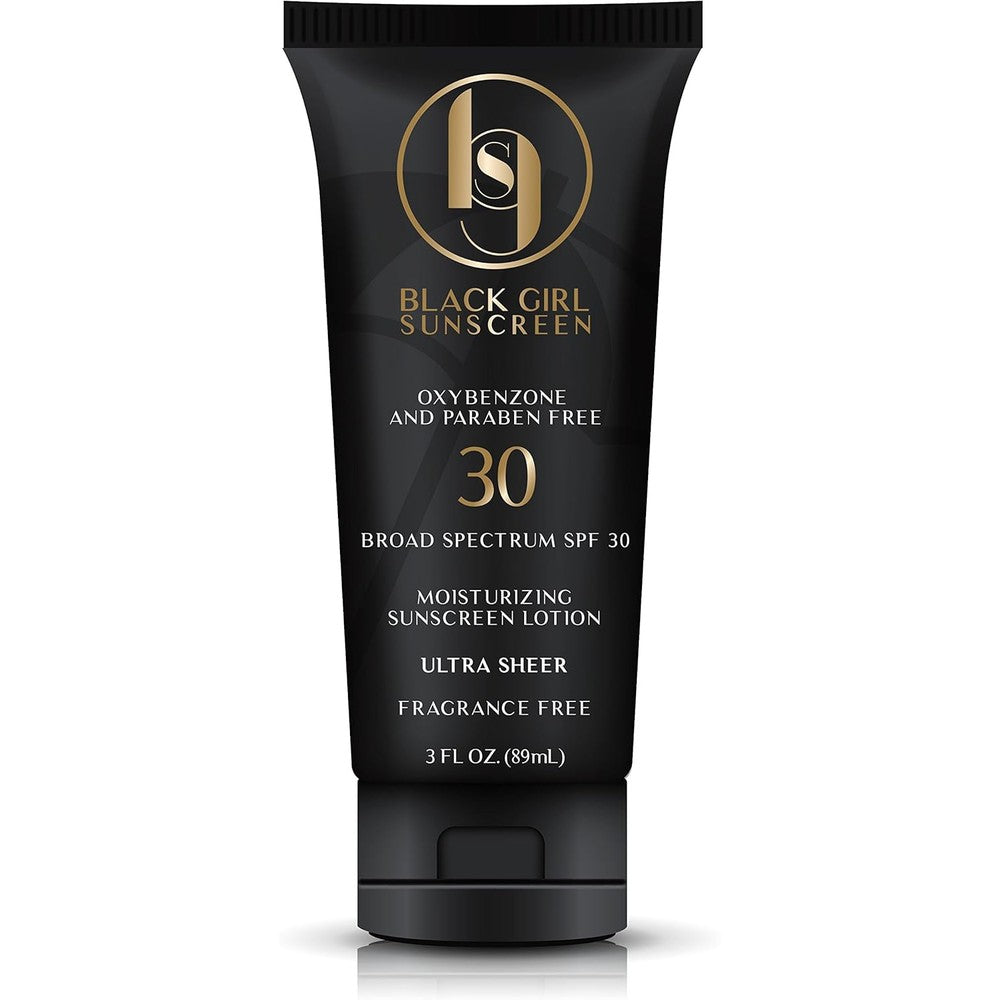 Black Girl Sunscreen - Moisturizing Sunscreen Lotion SPF 30, No White-Residue, Formulated with Natural Ingredients for Melanin Rich Skin (3 Fl. Oz.)