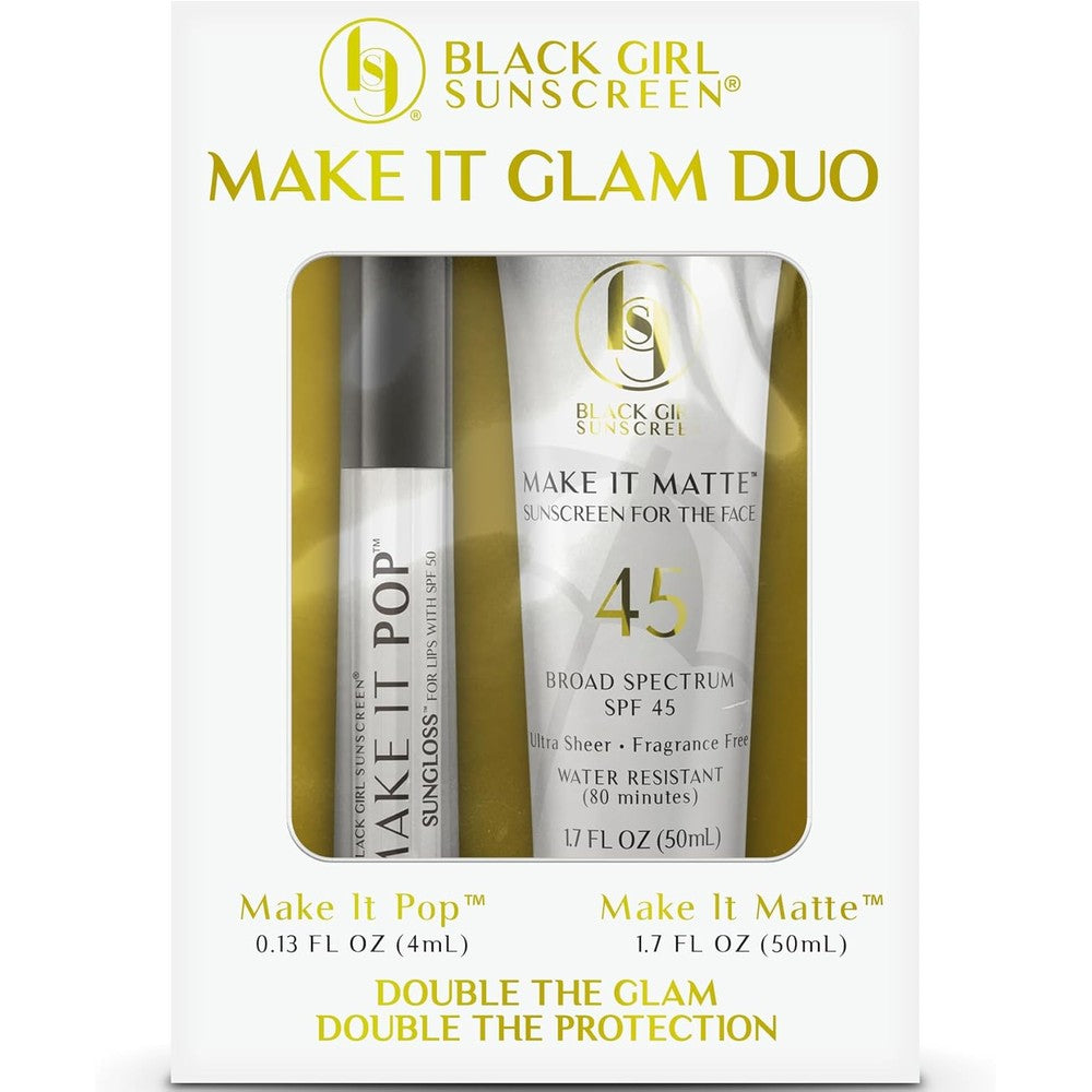 Black Girl Sunscreen Make It Glam Duo & Matte Face SPF 45 & SPF 50 Lip Gloss
