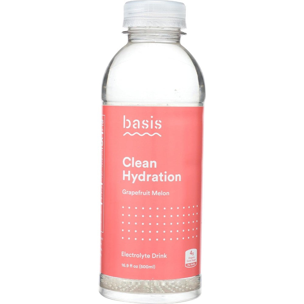 Basis Grapefruit Melon Clean Hydration Electrolyte Drink 16.9 fluid ounce bottle front view