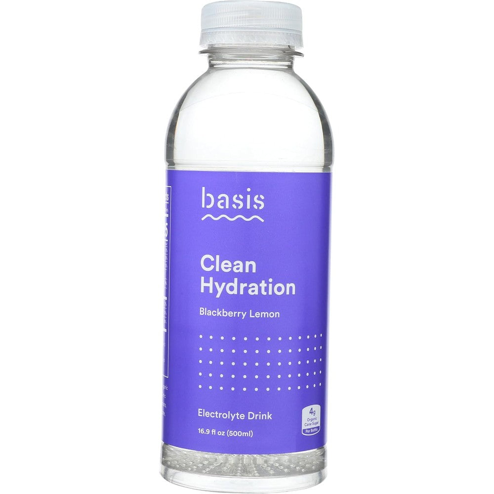 Basis Blackberry Lemon Clean Hydration Electrolyte Drink 16.9 Fluid Ounces front bottle view