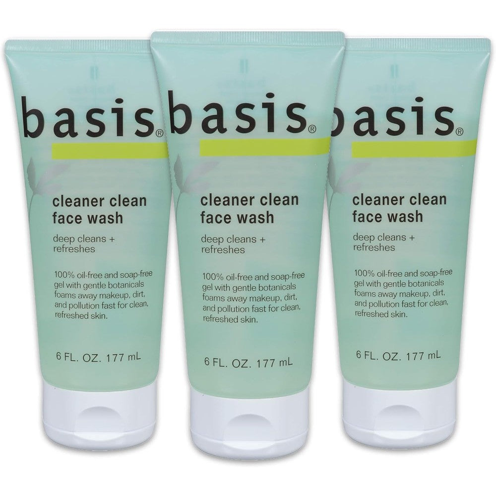 Basis Cleaner Clean Face Wash front view of the packaging tube.