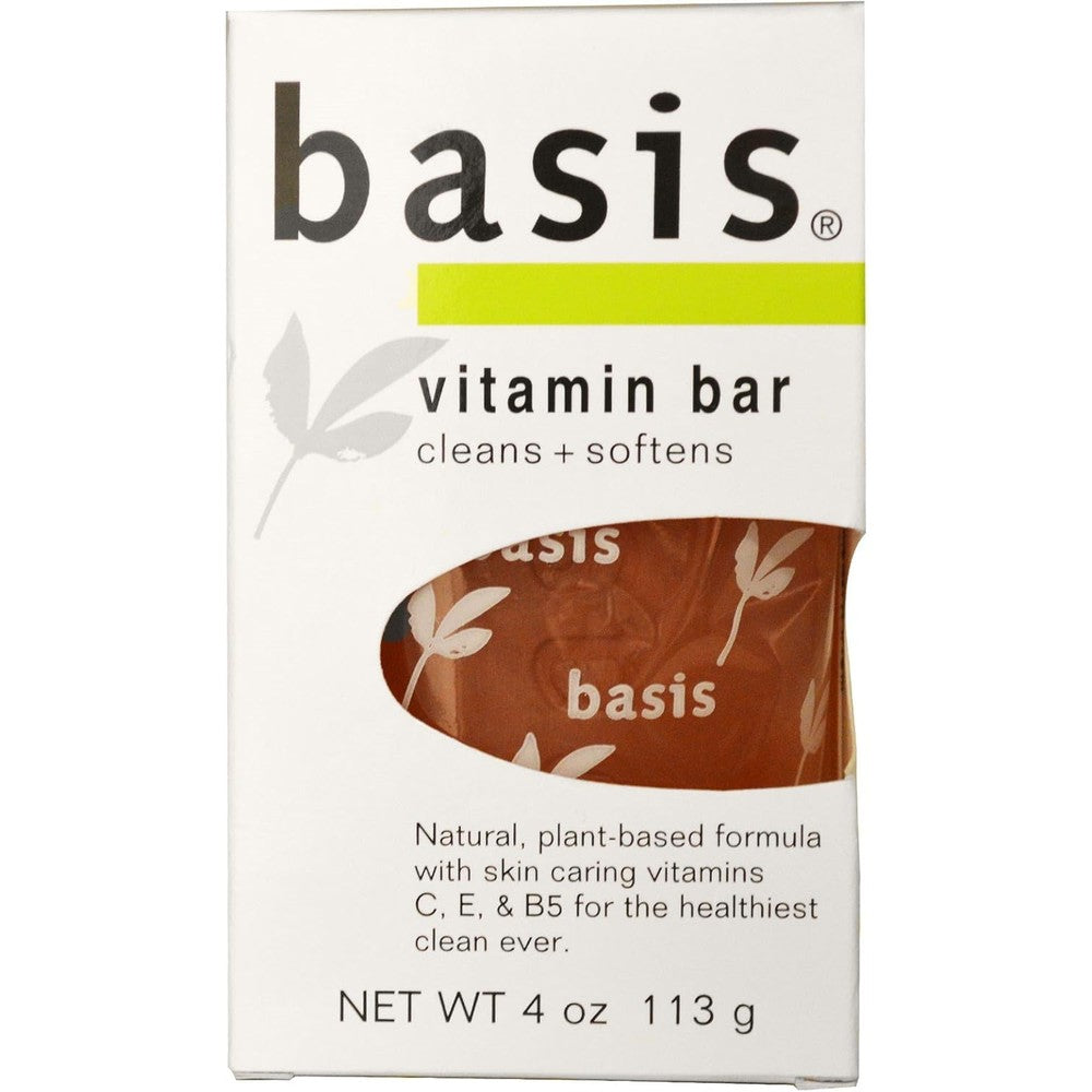 Basis Vitamin Bar Soap pack of three front view imported skincare daily cleanser