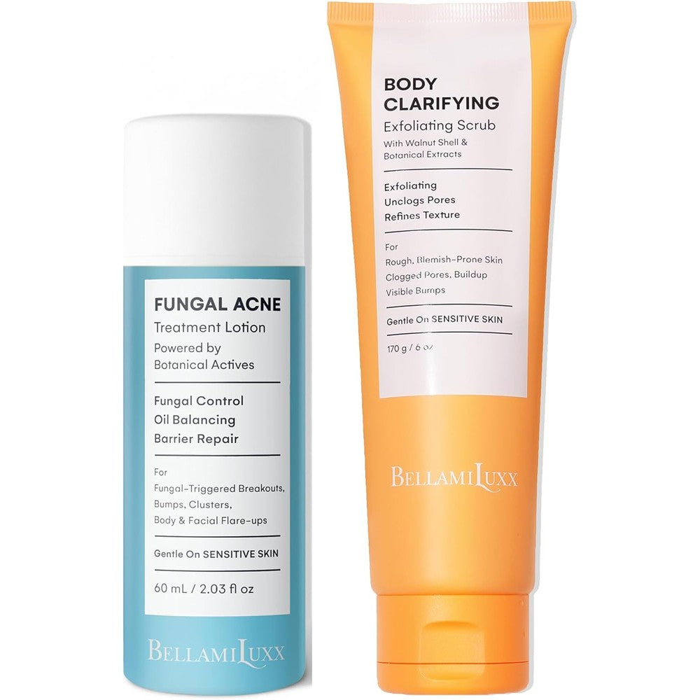 BellamiLuxx Fungal Acne Lotion & Body Acne Scrub Duo Helps Improve Bumps