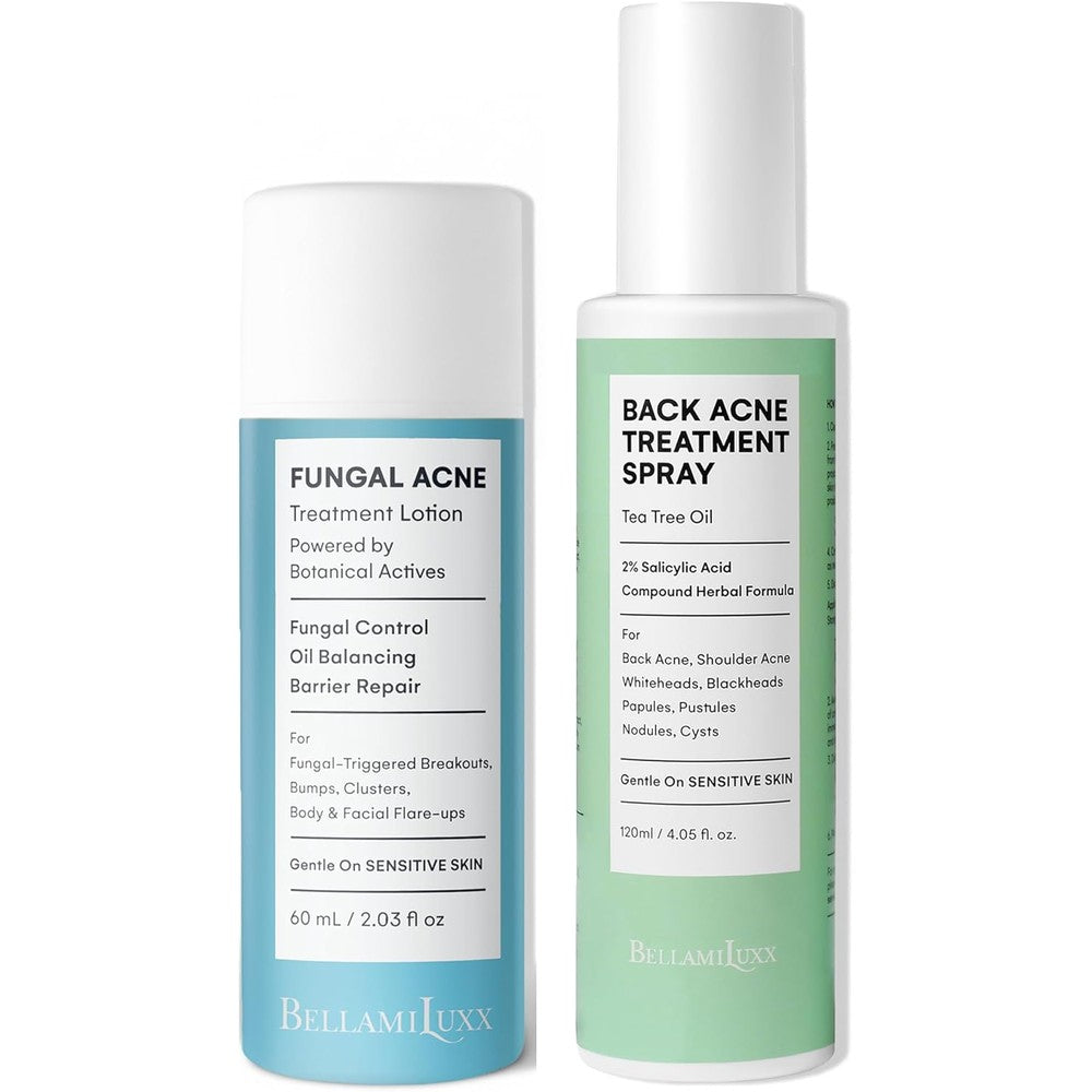 BellamiLuxx Fungal Acne Lotion And Back Acne Spray Duo For Clogged Pores
