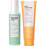 Back Acne Spray & Body Acne Scrub Duo Two Step Exfoliate Breakouts & Clarify