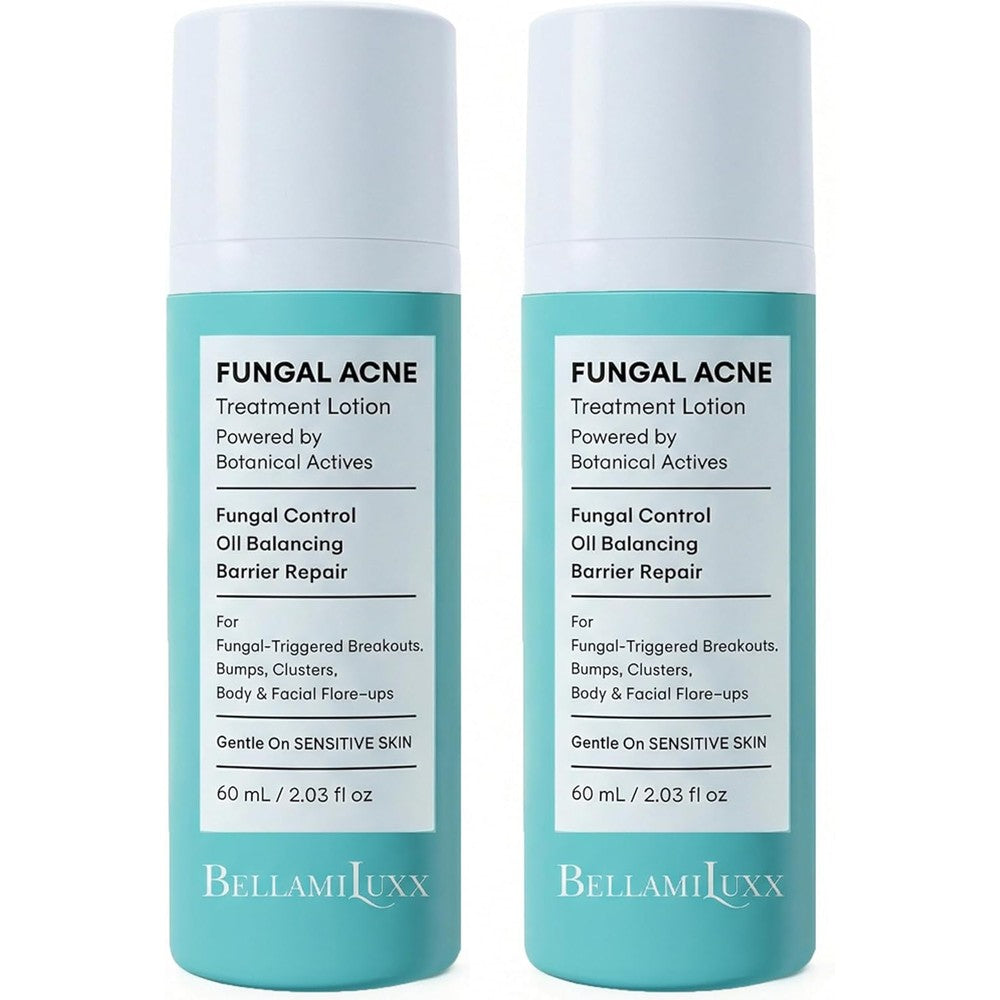 BellamiLuxx Fungal Acne Treatment Lotion & Lightweight Face Moisturizer, 2Bottle