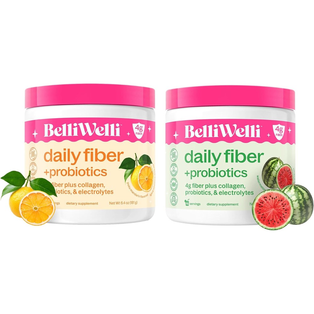 BelliWelli Daily Fiber Supplement Bundle front view showing the product packaging and flavor details