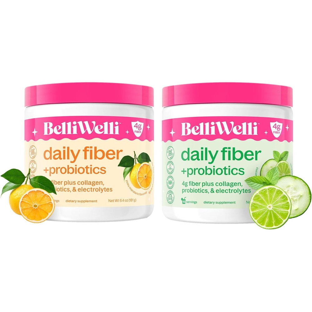 BelliWelli Daily Fiber Supplement Bundle jar front view for authentic gut health care.