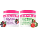 Belli Welli Daily Fiber Supplement Bundle packaging front view showing wild berry flavor powder jar
