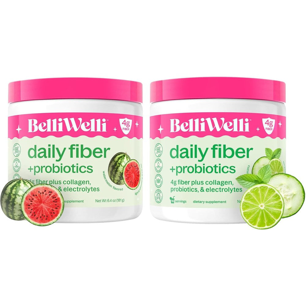 BelliWelli Daily Fiber Supplement Bundle front packaging showing premium digestive wellness powder packaging.