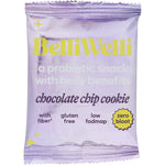 BelliWelli Snackbar Chocolate Chip Cookie box front view showing probiotic claims.