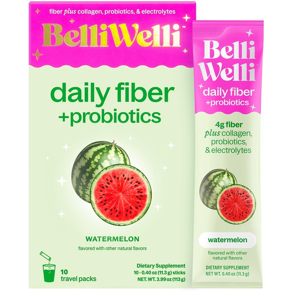 Belli Welli Watermelon Fiber Supplement Packets front view for daily gut health solutions