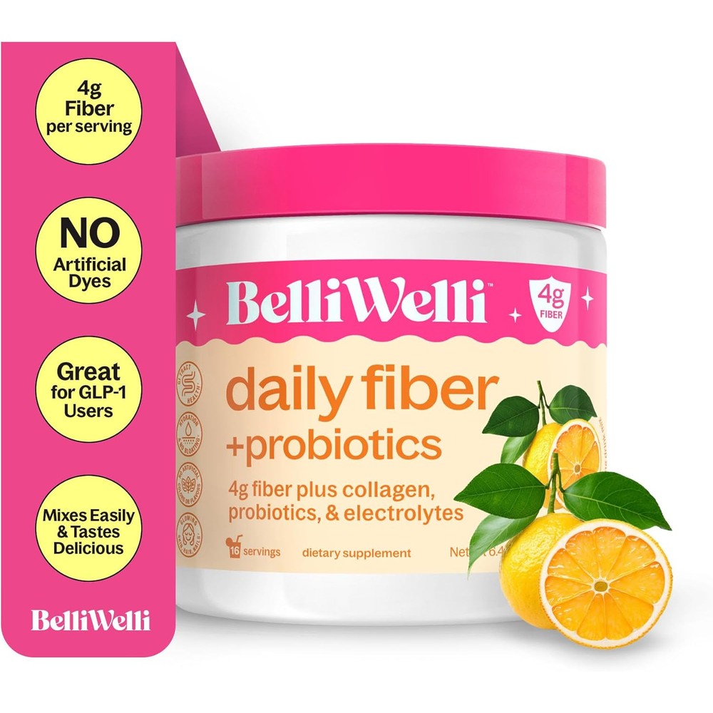 BelliWelli Yuzu Mandarin Fiber Powder front view for bloating relief.