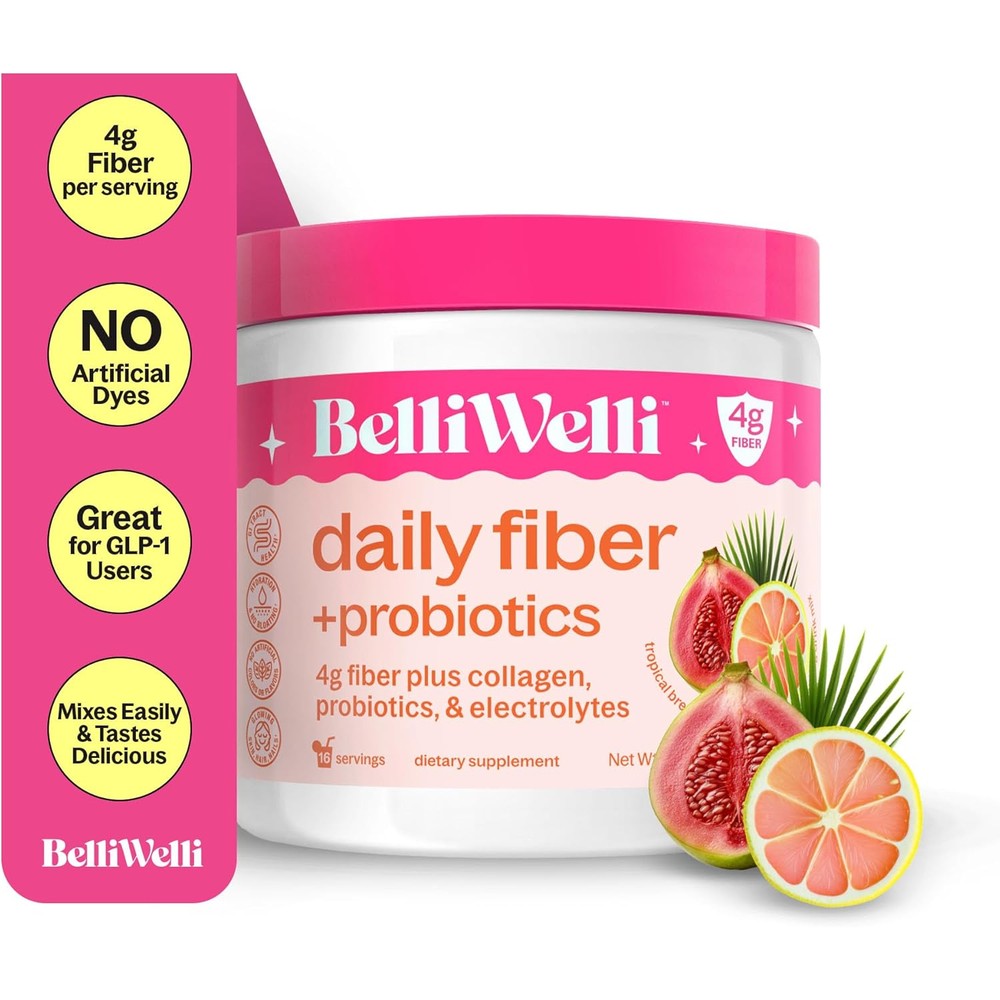 Belli Welli Tropical Daily Fiber Powder front view of the premium gut health supplement jar