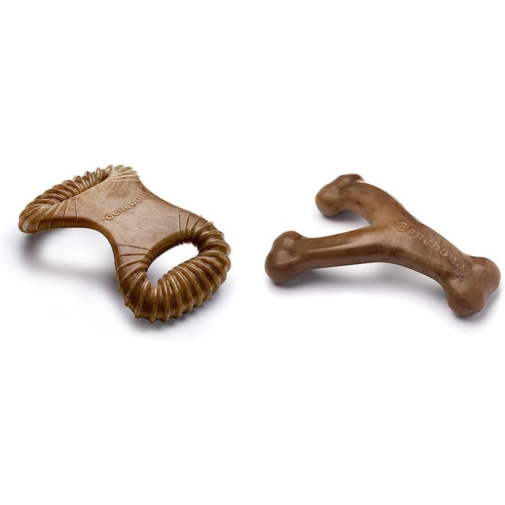 Benebone dental dog chew toy small front view real bacon flavor