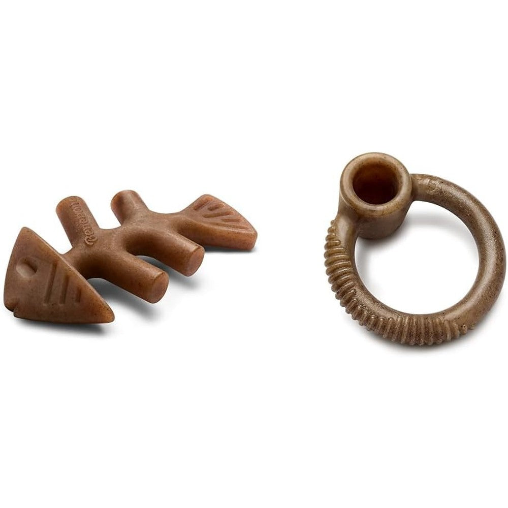 Benebone Fishbone and Ring durable dog chew toy front view pack