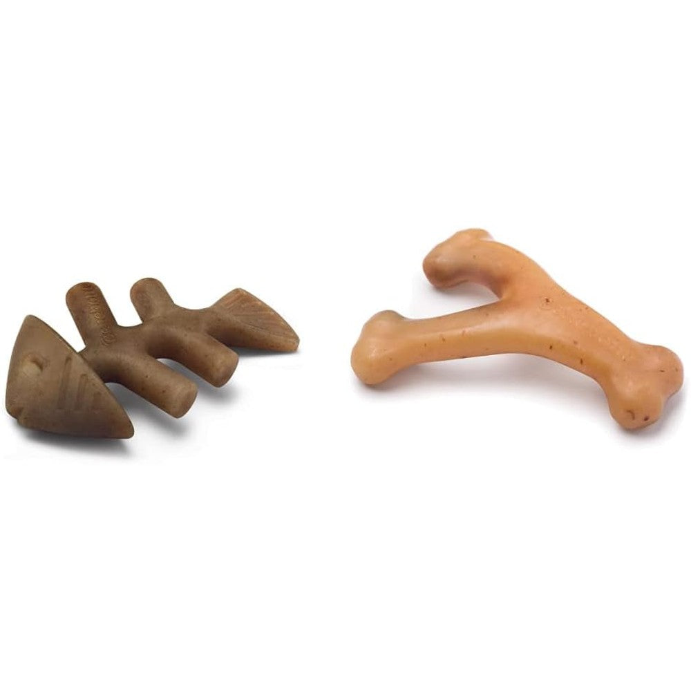 Benebone Wishbone Dog Chew Toy front view with chicken flavor
