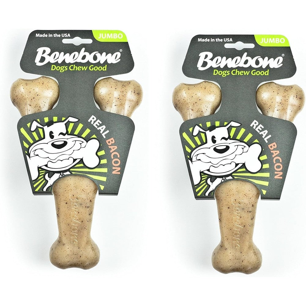 Benebone Jumbo Bacon Wishbone Dog Chew Toy Pack front view
