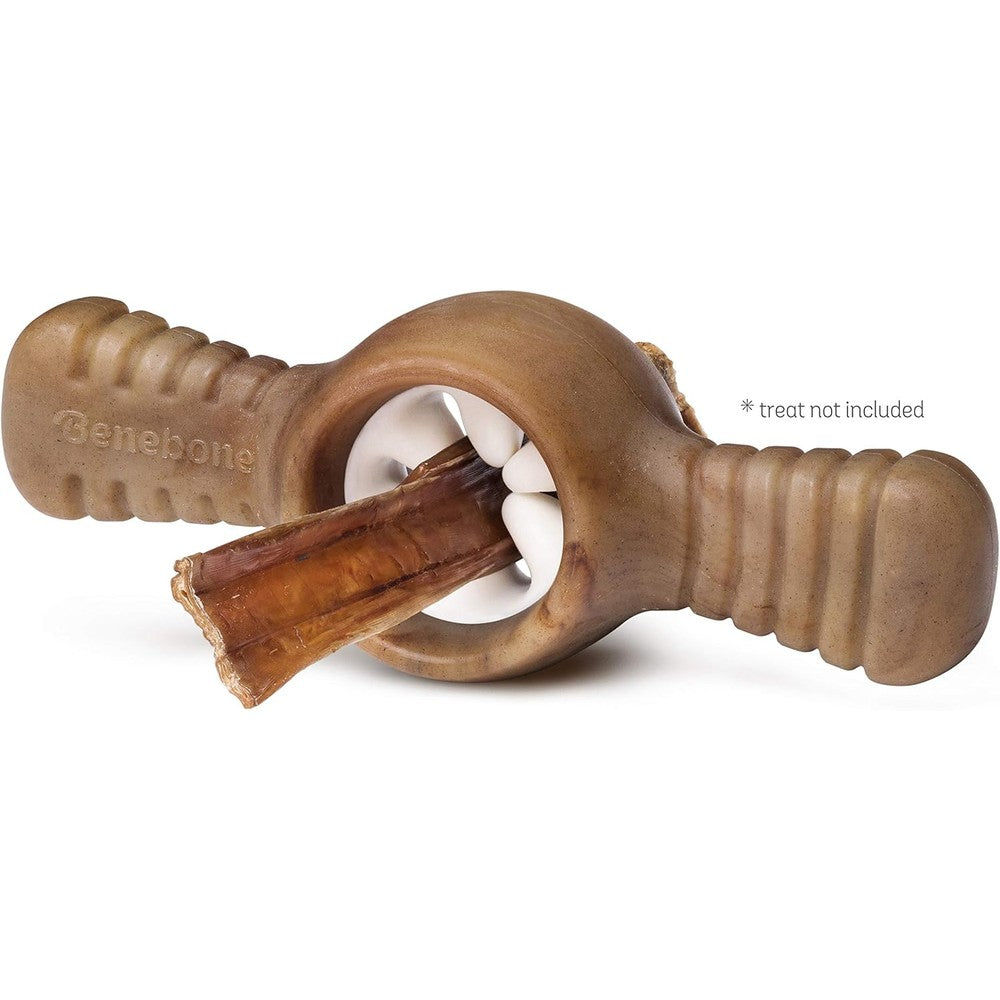 Benebone Pawplexer interactive dog chew toy front view showing flexible center treat holder.