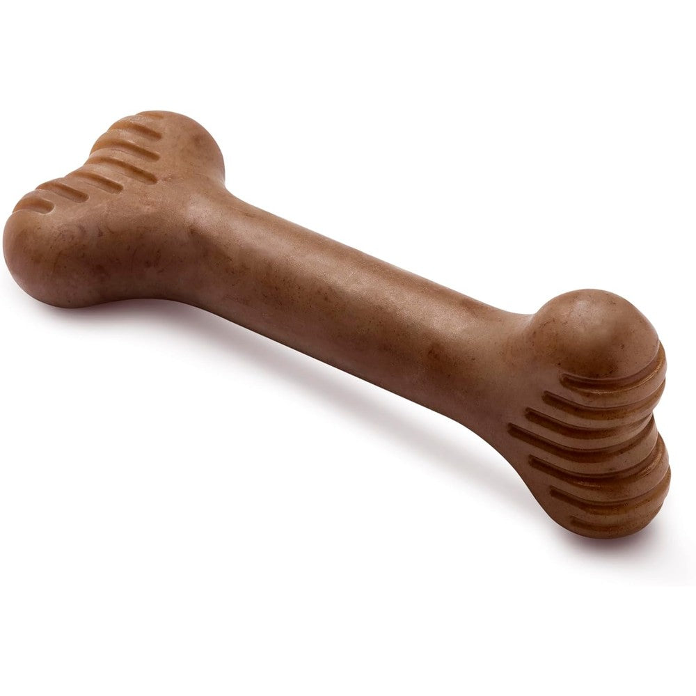 Benebone Bone Durable Dog Chew Toy front view showing curved ergonomic shape.