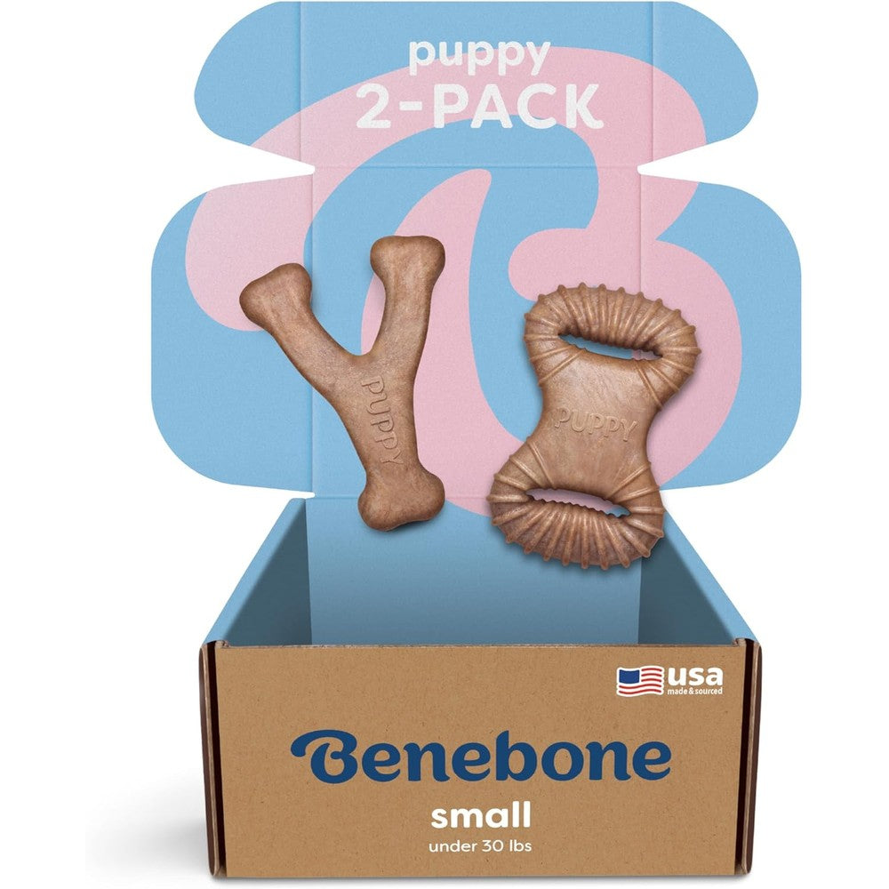 Benebone Puppy 2-Pack Dental Chew and Wishbone front view