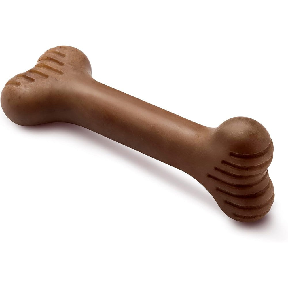 Benebone Durable Dog Chew Toy Large front view showcasing the ergonomic curved bone shape.