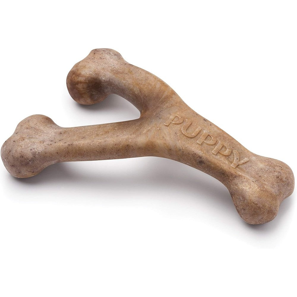 Benebone Puppy Wishbone Medium front view of durable dog chew toy.