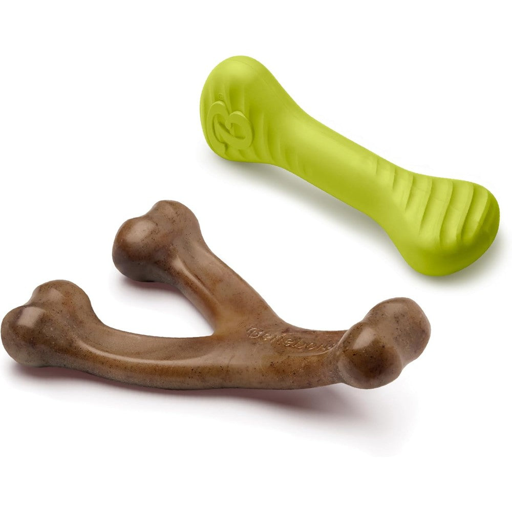 Benebone medium dog chew toy duo two pack front view authentic imported pet products