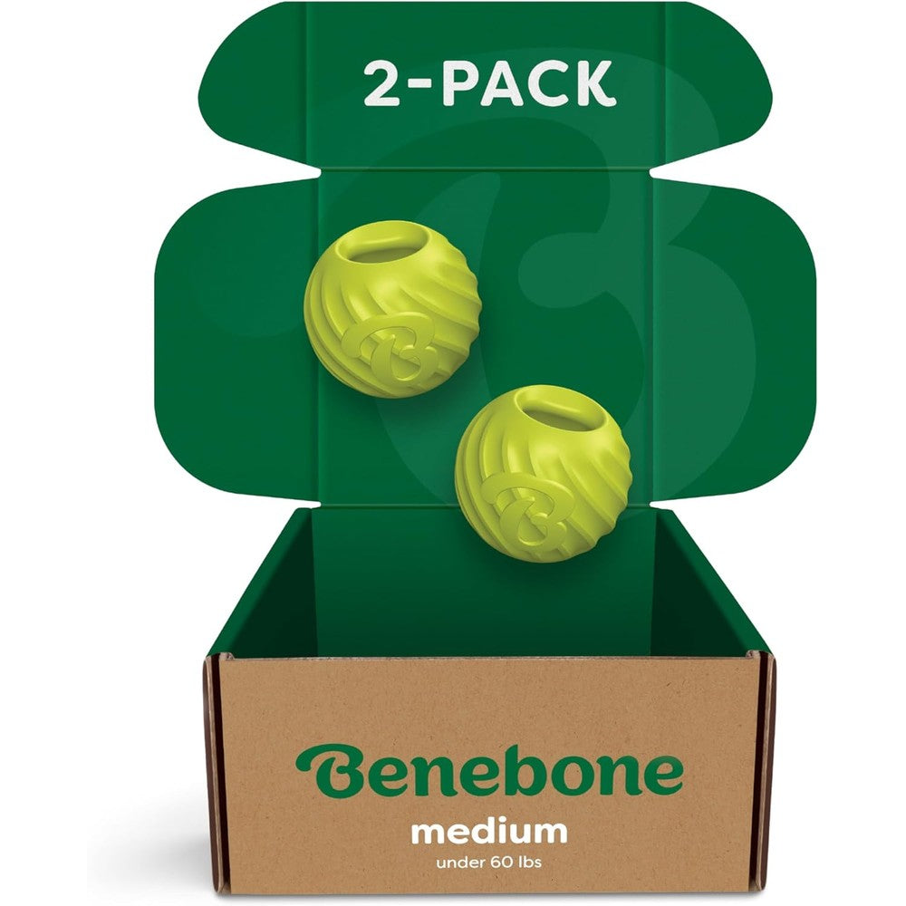 Benebone natural rubber dog ball 2-pack front view